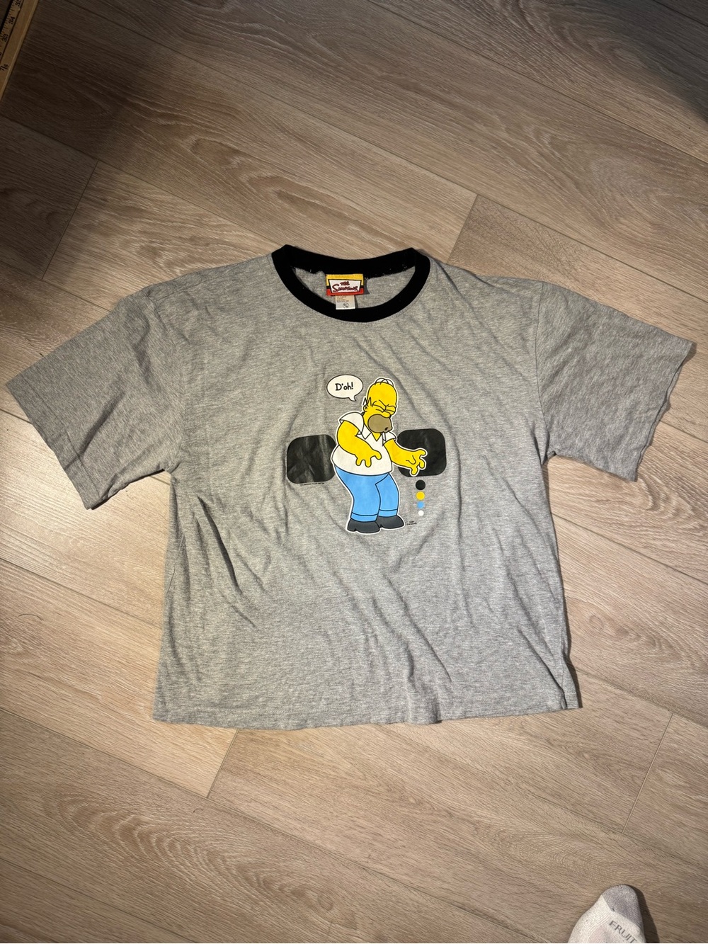 The Simpsons Homer Graphic Ringer Tee - Grey & Black